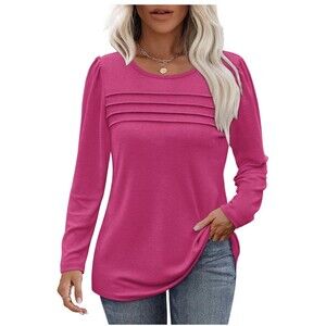 Womens Striped Round Neck Tunic Tops Ladies Long Sleeve Casual T Shirt Blouse Sm